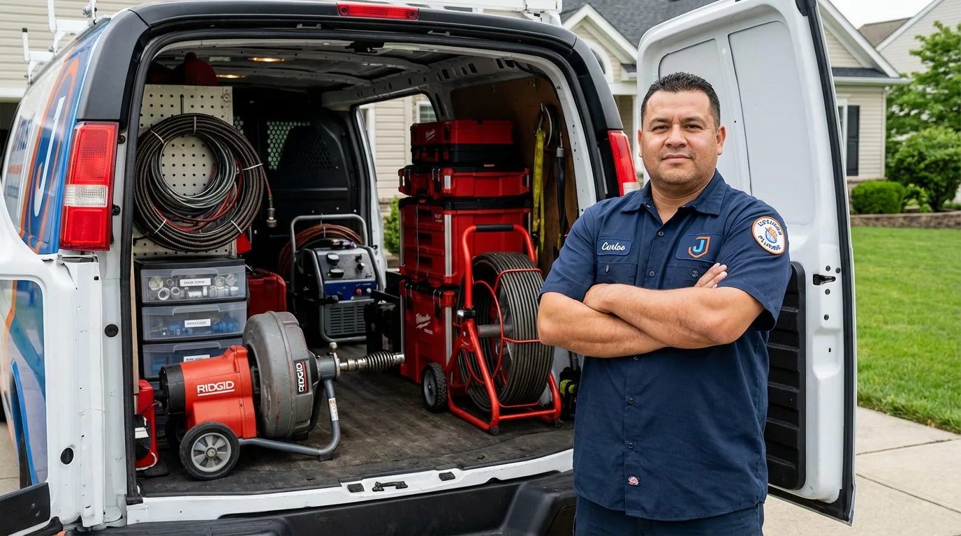 Professional drain cleaning equipment and Johns Plumbing LLC plumber in Salina