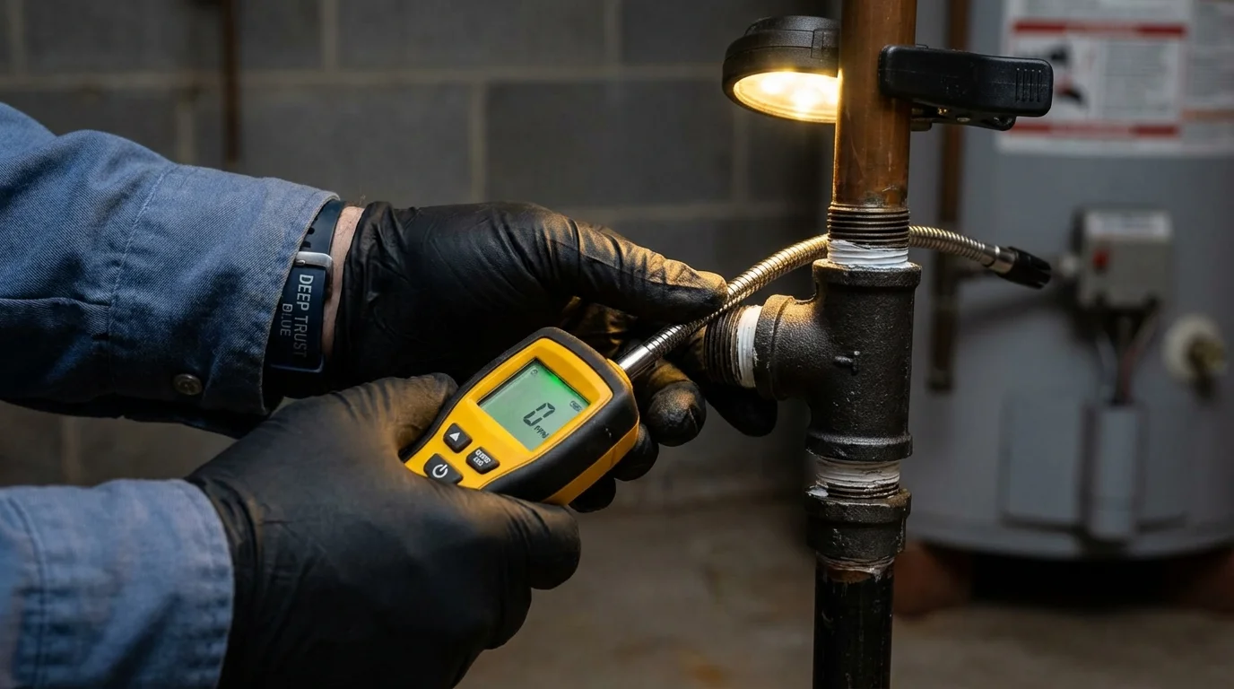 Gas leak detection with electronic sniffer by Johns Plumbing LLC in Salina